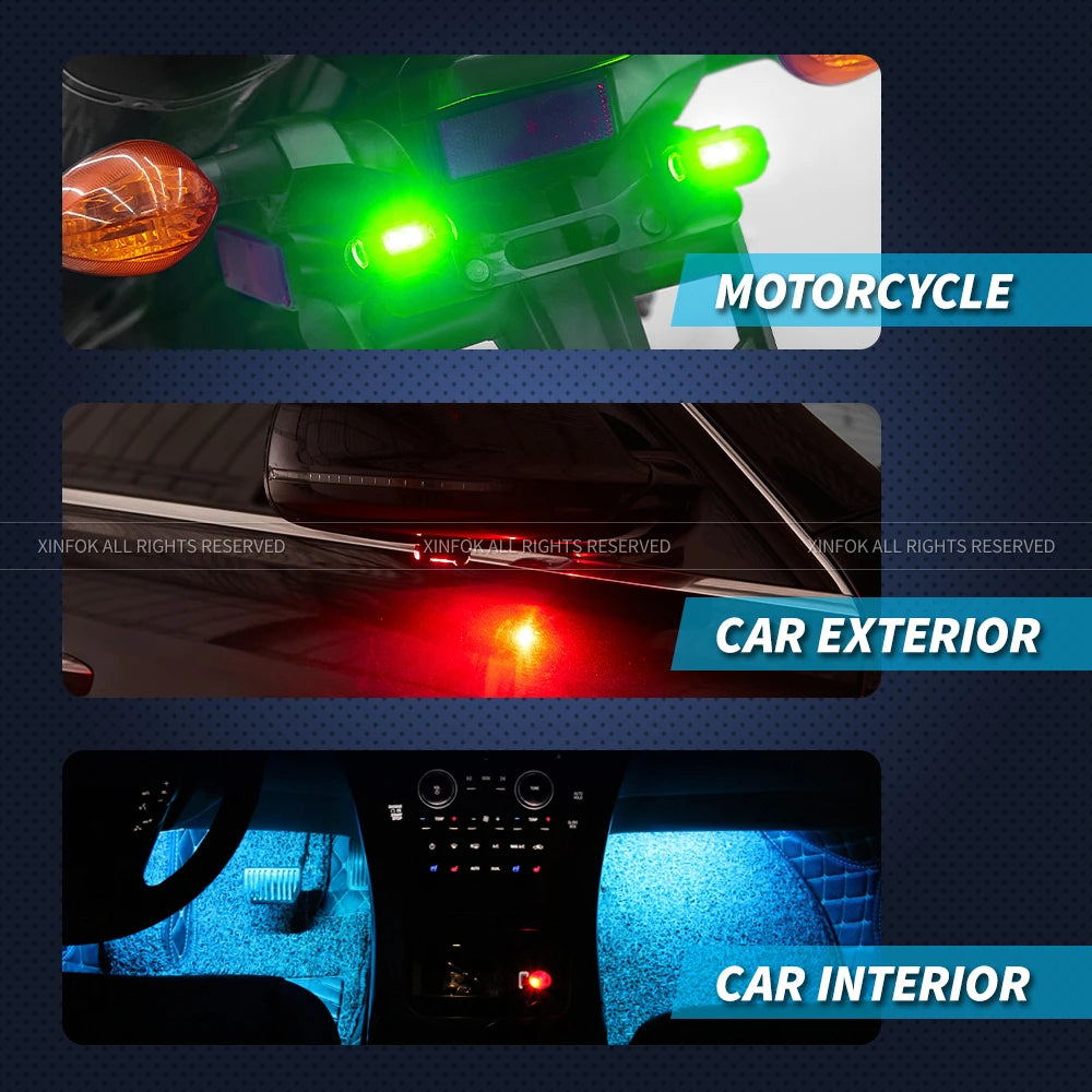 NEW Arrivals 2/4/8PCS Set Bicycle Motorcycle Helmet Strobe Light, APP Controlled RGB LED, Universal for Bicycle Scooter/Car/Helmets/Drone, IP67 5V Adhesive Lights Set Sports Supplies