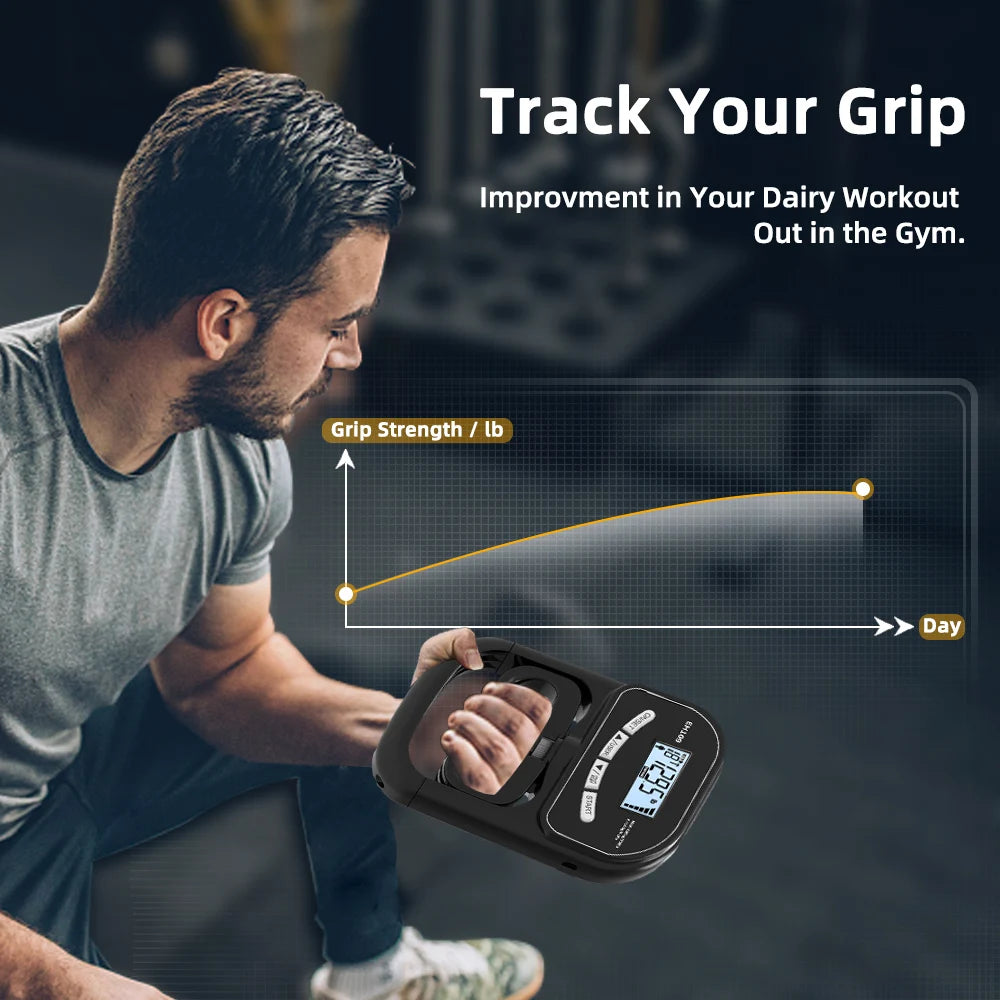 NEW Arrivals Electronic Grip Strength Tester 265Lbs/120Kg Digital Hand Dynamometer Grip Strength Meter USB LCD Screen Hand Grip Dynamometer Sports Accessories