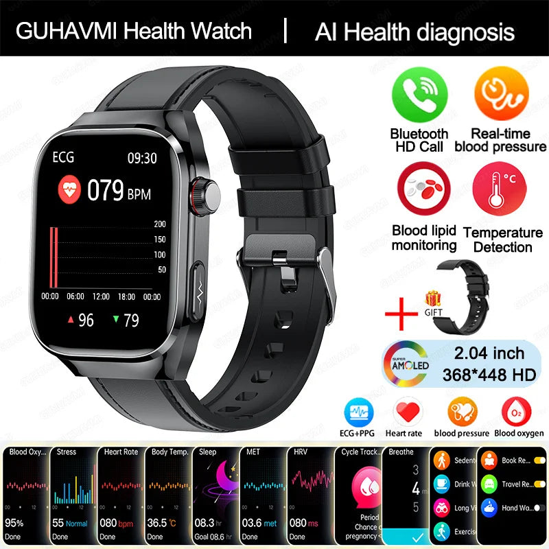 NEW Arrivals 12 Colors/Patterns AI Diagnosis Health Monitoring Blood Pressure Smart Watch Women Men ECG Uric Acid Lipid BT Call Health Smart Watches For HUAWEI Health Care Supplies
