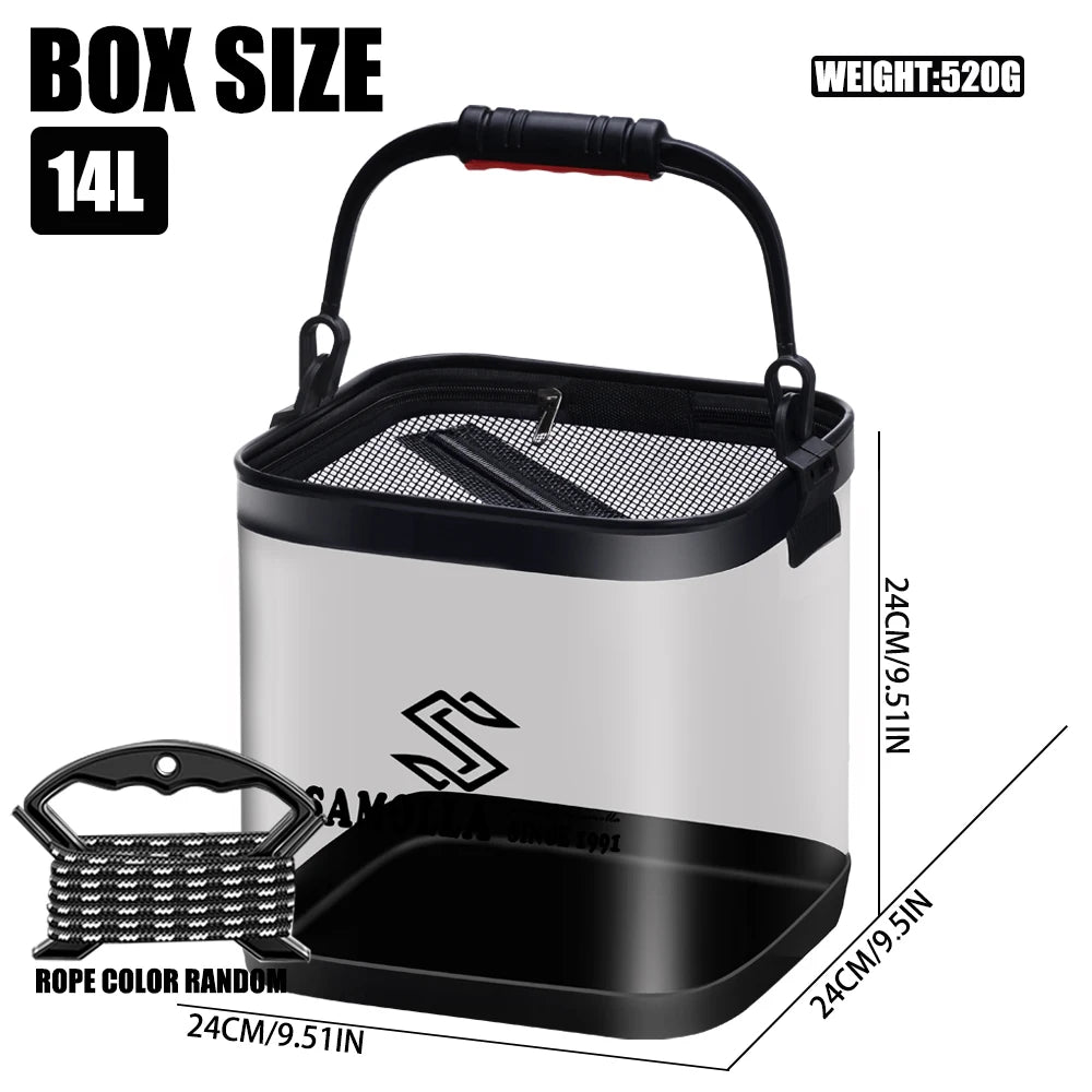 14L Transparent Fishing Bucket Portable Folding Storage Box EVA Live Fish Bag Folding Fishing Bucket