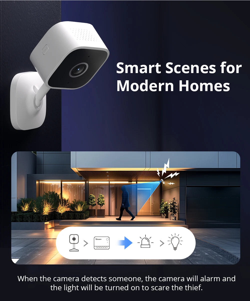 NEW Arrivals Top Quality Slim Gen2 Wi-Fi Smart Home Security Camera 1080P HD Human Sensor Motion Detection Two-Way Audio eWeLink APP Support Alexa Google Home Office Security Supplies