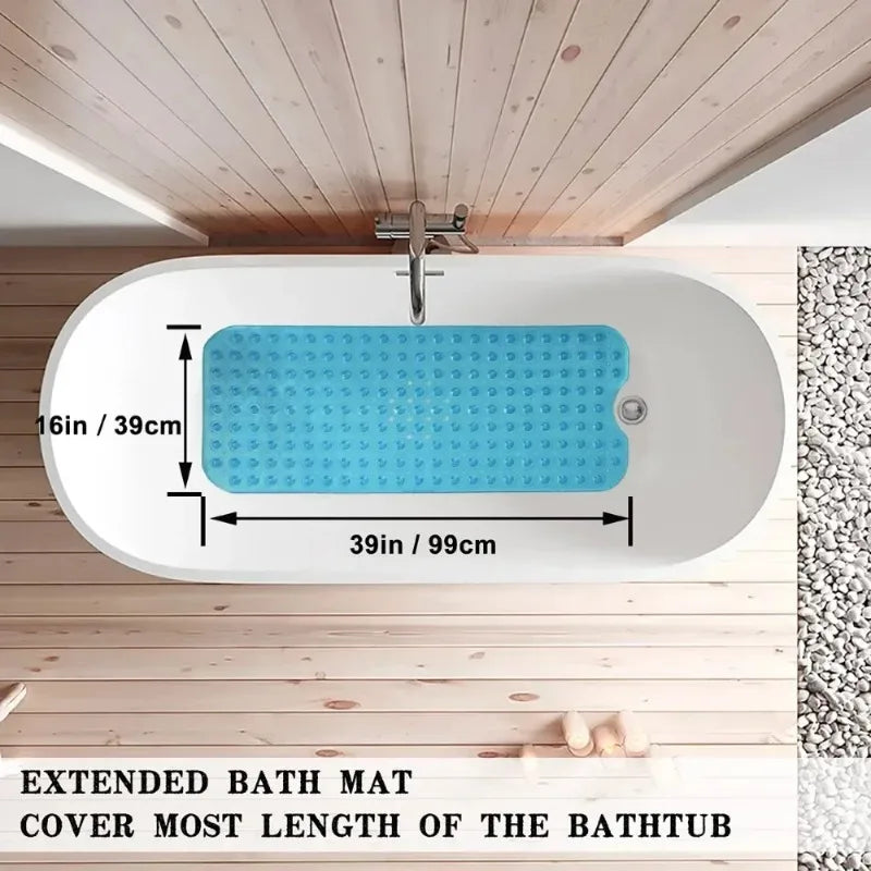 NEW Arrivals 3 Colors 40*100cm Anti-Slip Bathtub Mat PVC Large Bathtub Safety Shower Bathroom Bathtub Mat with Suction Cup Floor Mat Home Bathroom Accessories