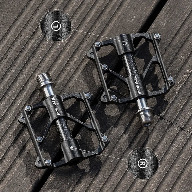 NEW Arrivals 3 Colors MTB Titanium Shaft Pedal Ultralight Mountain Bicycle Carbon Fiber Pedal 3 Bearings Road Bike Professional Pedal Anti-Slip Racing Cycling Pedals.