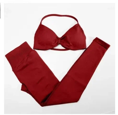 NEW Arrivals 10 Colors Women Gym Breathable Fashion Yoga Fitness Clothes Hip Pants Tie Bra Comfortable Sports Pilates Fitness Set