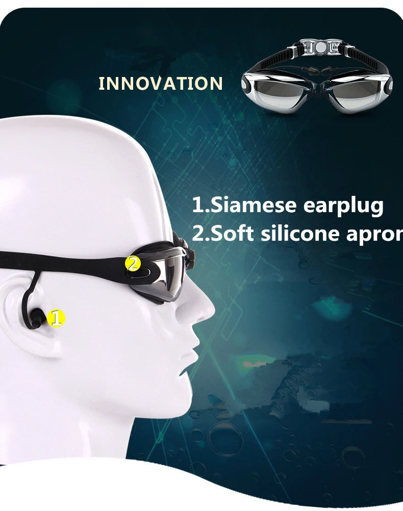 Professional Swimming Goggles Swim Glasses Electroplate Waterproof Silicone очки для плавания Adluts