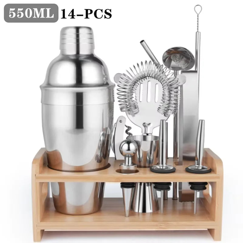 NEW Arrivals 25PCS Set 500/750ML Boston Cocktail Shaker Set Bartender Kit for Hotels Restaurant Pubs Home Bar Drink Wine Martini Mixer Cocktail Shaker Bartender Waitress Tools