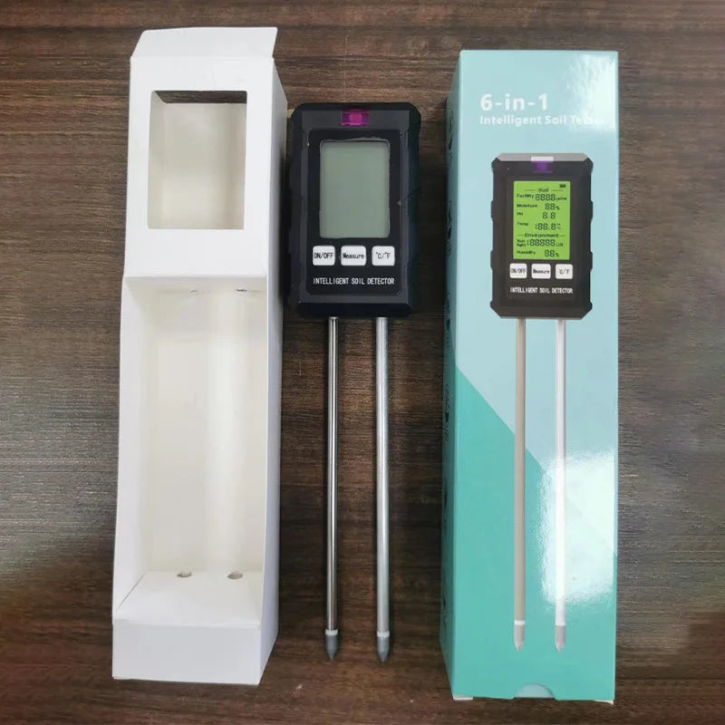 NEW Arrivals 6 In 1 Soil Tester Soil Fertility PH Temperature Humidity Sunlight Air Moisture Detector Gardening Soli Analyzer Soil Tester Home Garden Supplies