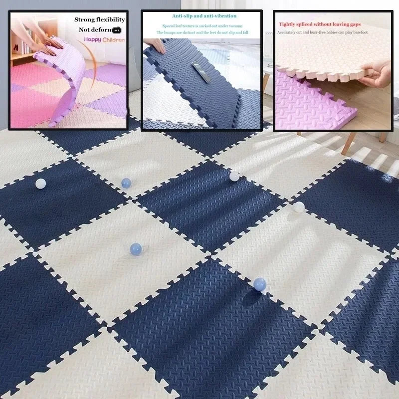 8-16PCS 30*30cm Sports Gym Mat Protection EVA Leaf Grain Floor Mats Yoga Fitness Non-Slip Splicing Rugs Thicken Shock Room Workout