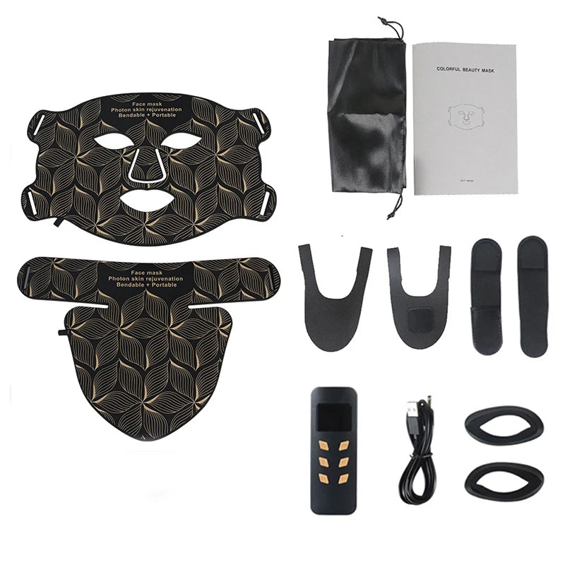 NEW Arrivals LED Facial Mask Set with Neck 8 Color Near-Infrared Red Facial and Neck Photon Oil Control Skin Firming Whitening and Anti Redness Skin Care Supplies