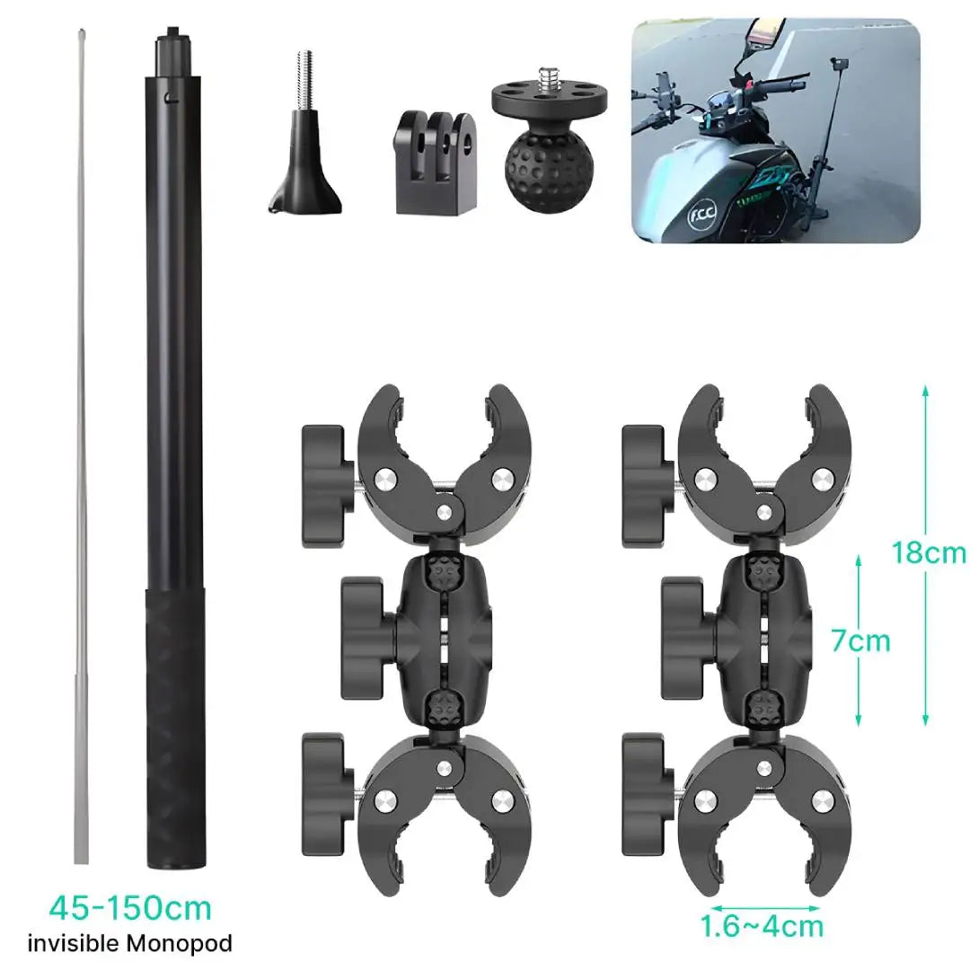 NEW Arrivals Bicycle Motorcycle Panoramic Selfie Stick For Insta360 Reels Video One X2 X3 X4 GoPro 12 11 10 DJI Monopod Mount Handlebar Bracket Accessory