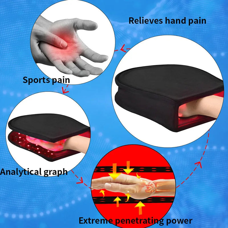 Red & Infrared Light Therapy Device For Hand Arthritis Fingers Pain Relief 660NM Red Light 850NM Near Infrared Mitten Glove