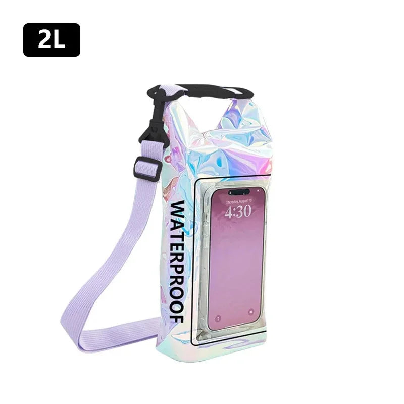 NEW Arrivals 2L 5L Dry Bag Swimming Pack Touch Screen Outdoor Waterproof Kayak Storage Bag Outdoor Beach Camping Kayak Trekking Drifting Rafting Surfing Boating Backpack Sports Accessories