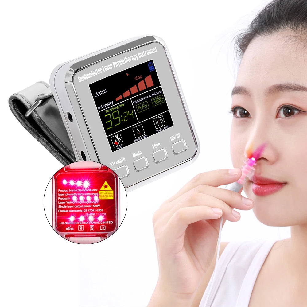 12 Holes 650nm Laser Watch Physiotherapy for Diabetes Hypertension High Blood Pressure Laser Treatment Sinusitis Dizziness