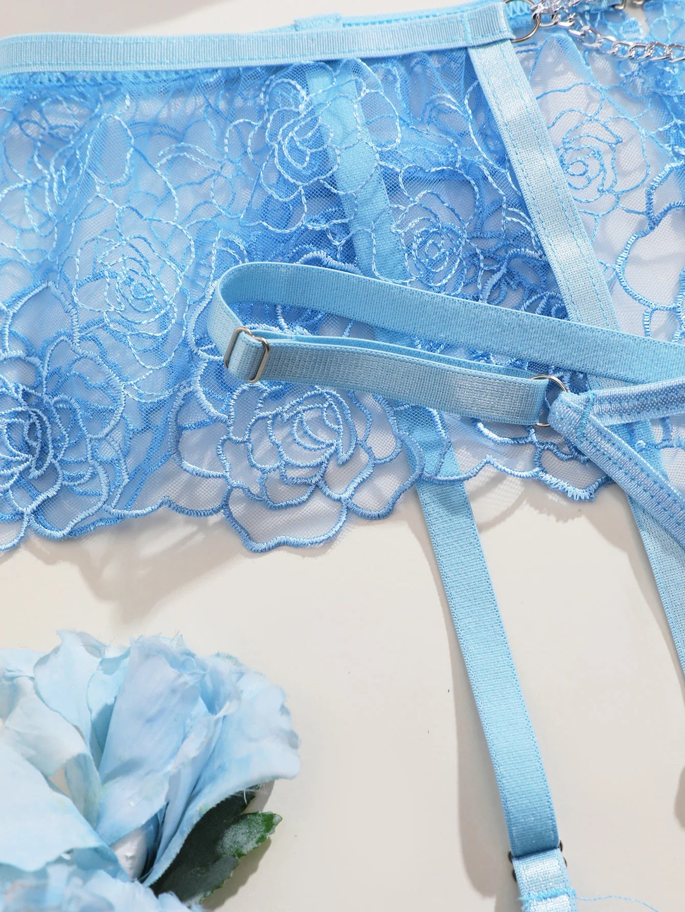 3-Piece Embroidery Lace Exotic Sets Women Sexy Patchwork Lingerie Set Chain Bra Panty Tassel Underwear Kit For Female