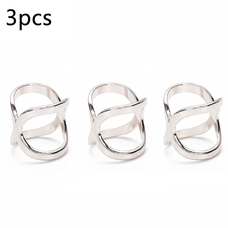 3pcs Fashion Cross Scarf Clip X Shape Metal Brooches For Women Hollow Bow Scarves Buckle Holder Shawls Jewelry Clothing Accessories