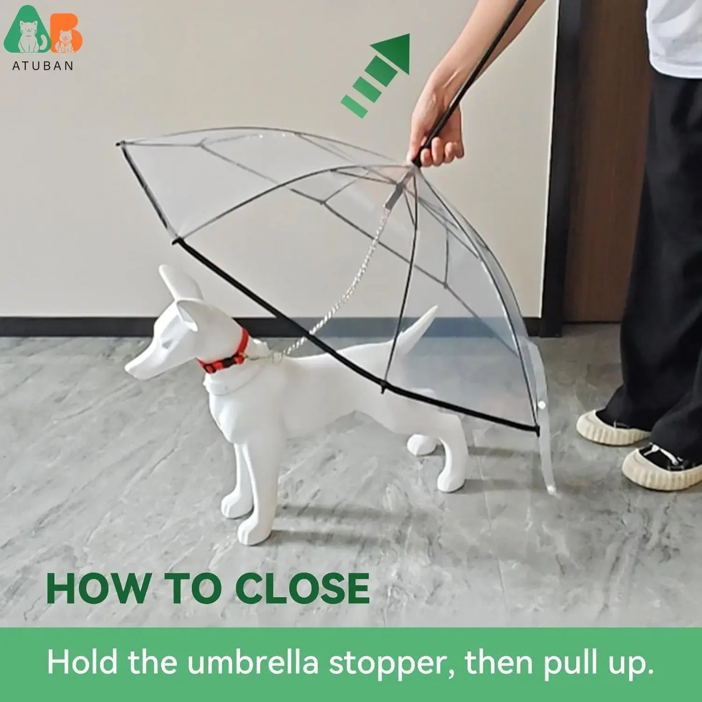 NEW Arrivals Dog Umbrella with Leash for Small Large Pets, Outdoor Walking Hiking Umbrella for Dogs Fits 20” Back Length Pets, J-Shape Handle, Clear Umbrella Surface Pets Accessories