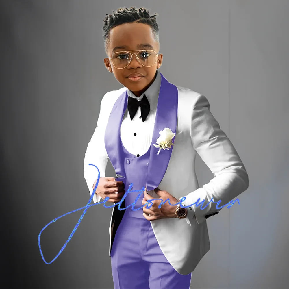 NEW Arrivals 3Pcs Set 5 Colors Luxury Suit for Boys Wedding Tuxedo Kids Formal Jacket Pants Vest Custom Outfit Classic Clothes 2-16 Years Old Boys Luxury Fashion Apparel Supplies Clothing Products