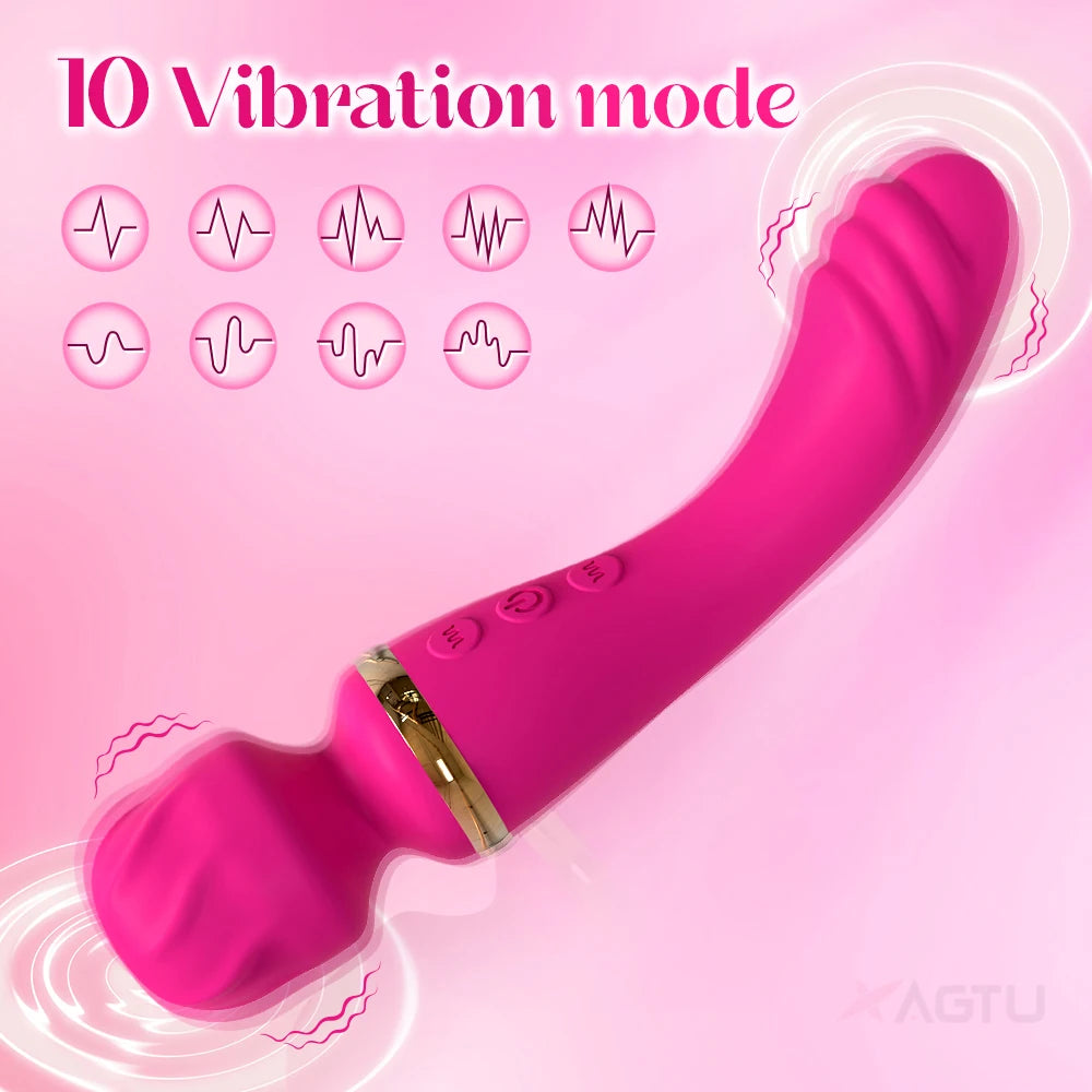 2 Motors AV Vibrator for Women Clit Clitoris Stimulator USB Rechargeable Magic Wand Massager Female Sex Toys Adults Goods