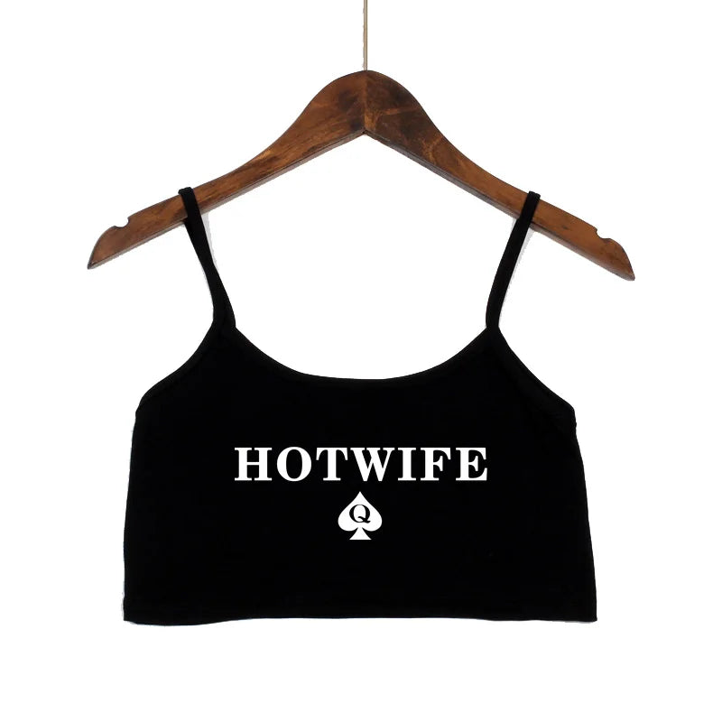 NEW Arrivals Fashion Women's Sexy Elastic Cotton Camis HOT WIFE-PROUD TO BE A HOTWIFE Female Sexy Crop Top Sleeveless Short Girls Tank Top Beach Bar Women Summer Streetwear Clothes