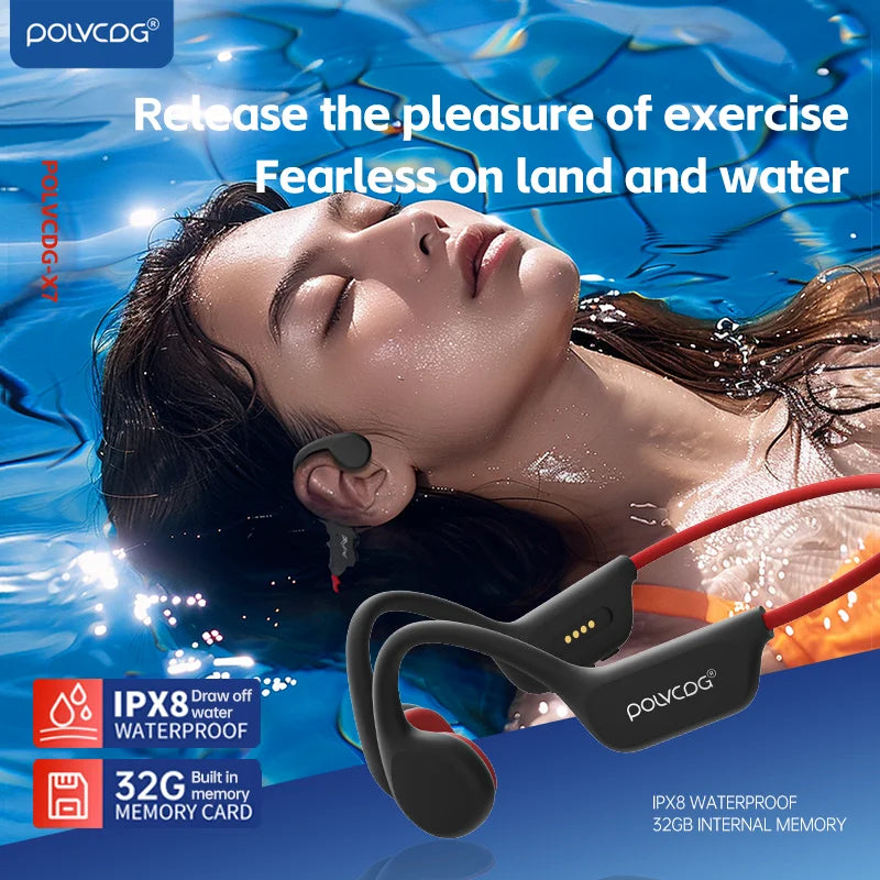 NEW Original Bone Conduction Headset IPX8 32GB Bluetooth 5.3 Wireless Headset with Microphone Waterproof Swimming Cycling Running Outdoor Sports Supplies