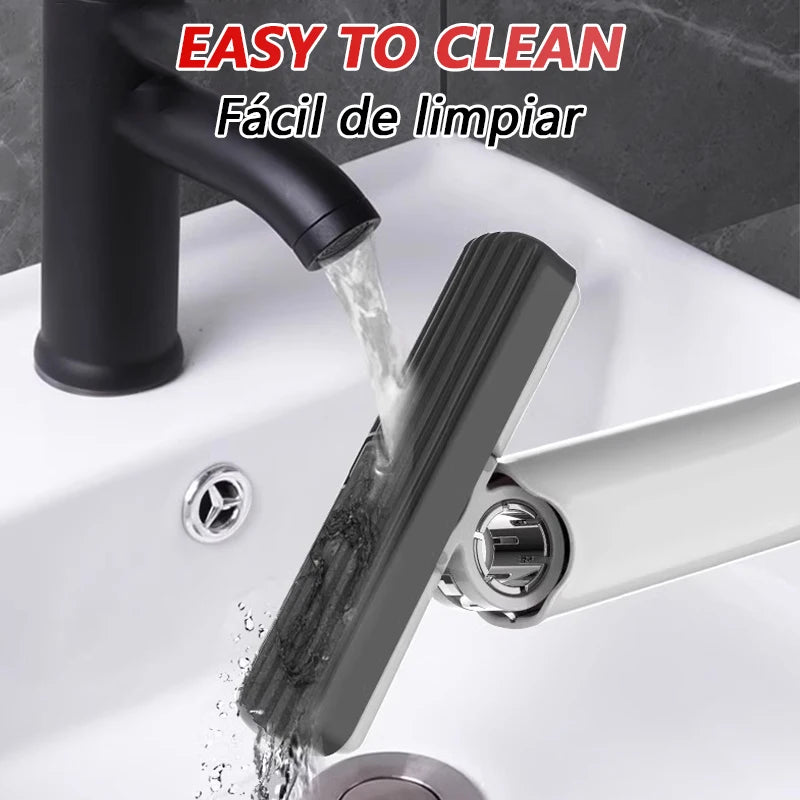 NEW Arrivals 2PCS + 3 Replacement Head Set Mini Mop Self Squeeze Mop Powerful Folding Household Clean Tools No Hand Wash Strong Absorbent Mop for Bathroom Kitchen Desktop
