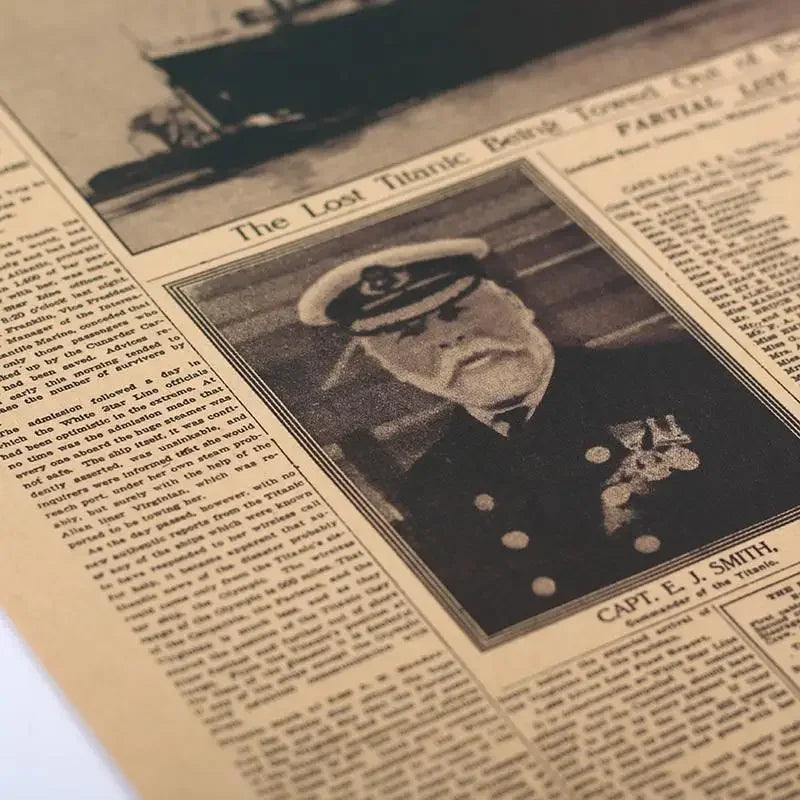 5PCS Classic The New York Times History Poster Titanic Shipwreck Old Newspaper Kraft Paper