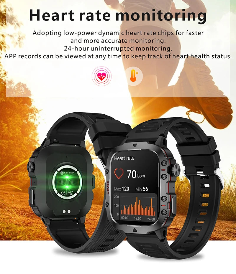 NEW For Xiaomi Military Smart Watch Men IP68 5ATM Outdoor Sports Fitness Tracker Health Monitor 1.96" BT Call Smartwatch Health Care Accessories Products Electronic Supplies