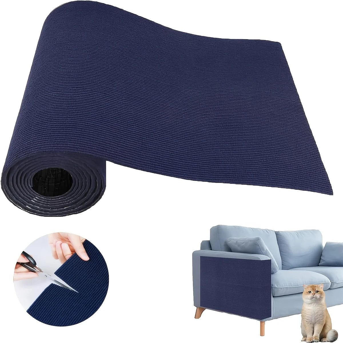 1 Piece of Self-Adhesive Cat Scratching Pad, Wear-Resistant Corner Pad, Multifunctional Self-Adhesive Carpet, Cat Climbing Frame, Cat Scratching Board, Stair Pad, Durable Furniture Protective Cover, Cuttable Sofa, Chair and C