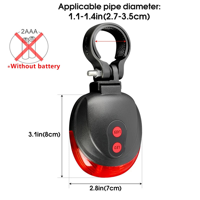 5 LED Bicycle Flash Taillight Cycling Rear Tail Lamp Road Bike Outdoor Safety Warning Lamp Without Battery