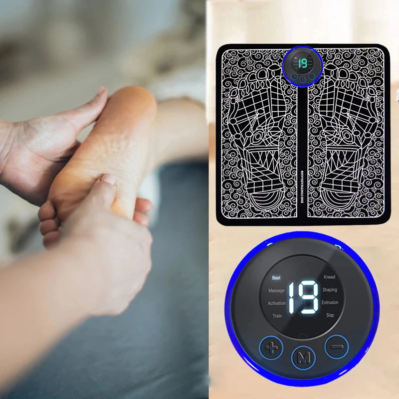 NEW Arrivals 19 Intensity & 8 Modes Electric Foot Massager Pad Muscle Massage Relaxation Trainer For Massage Fitness Outdoor Sport Home Family Relax Massage Accessories Health Care Supplies