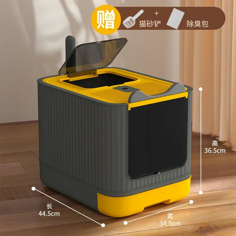 44.5CM X 37.5CM Cat Litter Basin Oversized Splash-Proof Fully Enclosed Cat Toilet Sterilization Deodorant Drawer Cat Litter Basin Pets Cleaning Supplies