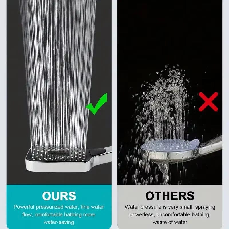 NEW Arrivals Powerful Set Shower Black/Silver Color Head Set with Square Button Adjustable Pressurized Shower Head with Thickened Water Outlet Shower Accessories Bathroom Tools