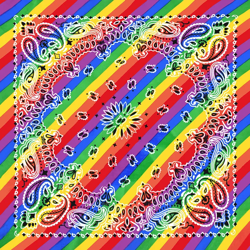 Unisex Square Scarf Rainbow Bandana Gay Pride LGBT Cotton Headband Handkerchief Hip-Hop Wristband Neck Tie