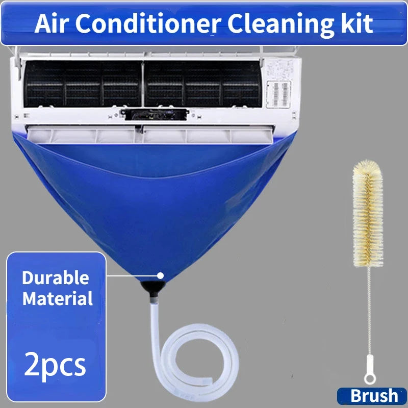 NEW Arrivals 8PCS Set 90cm Air Conditioner Cleaning Cover Hanging AC Water Washing Bag Reusable Summer Cleaner Tools Thickened with Pipe Home Cooling Accessories