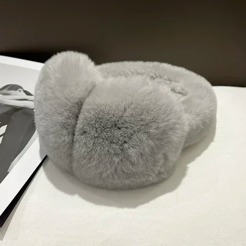 NEW Arrivals 8 Colors 100% Real Rex Rabbit Fur Earmuffs for Women Girls Winter Snow Outerwear Ear Warmers Soft Warm Furry Ear Muffs for Cold Weather Ladies Luxury Fashion Apparel Accessories