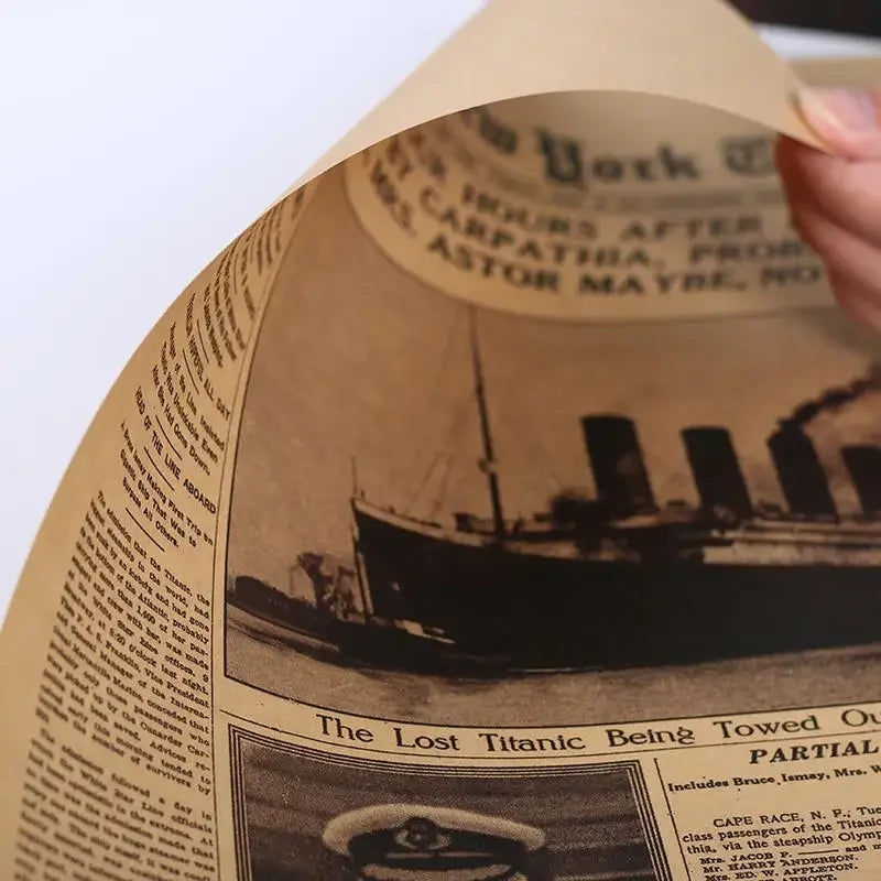5PCS Classic The New York Times History Poster Titanic Shipwreck Old Newspaper Kraft Paper