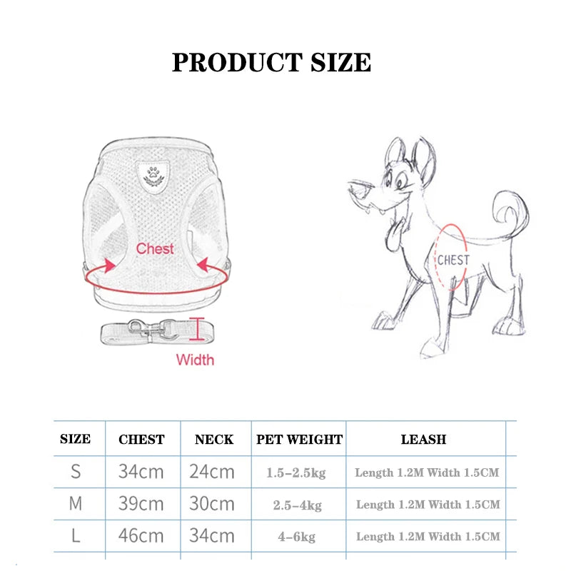 NEW Cat Harness Adjustable Vest Walking Traction Rope Set for Dog Collar Breathable Mesh Harness for Small Medium Cat Dog Pet Lead Reflective Strips Pets Supplies