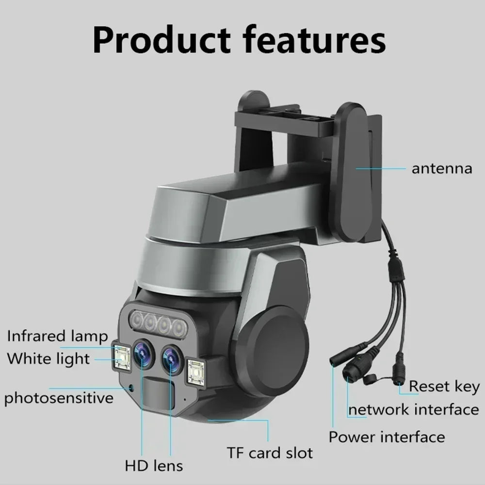 6MP Dual Lens Camera HD 10X Zoom Outdoor PTZ WIFI AI Mobile Detection Intelligent Tracking Color Light Night Vision Monitoring