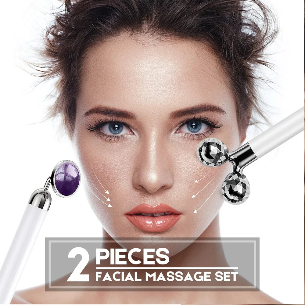 V Face Lifting Electric Facial Massager 3D Face Body Massage Roller Amethyst Eye Massager Skin Care Tool Birthday Gift for Women