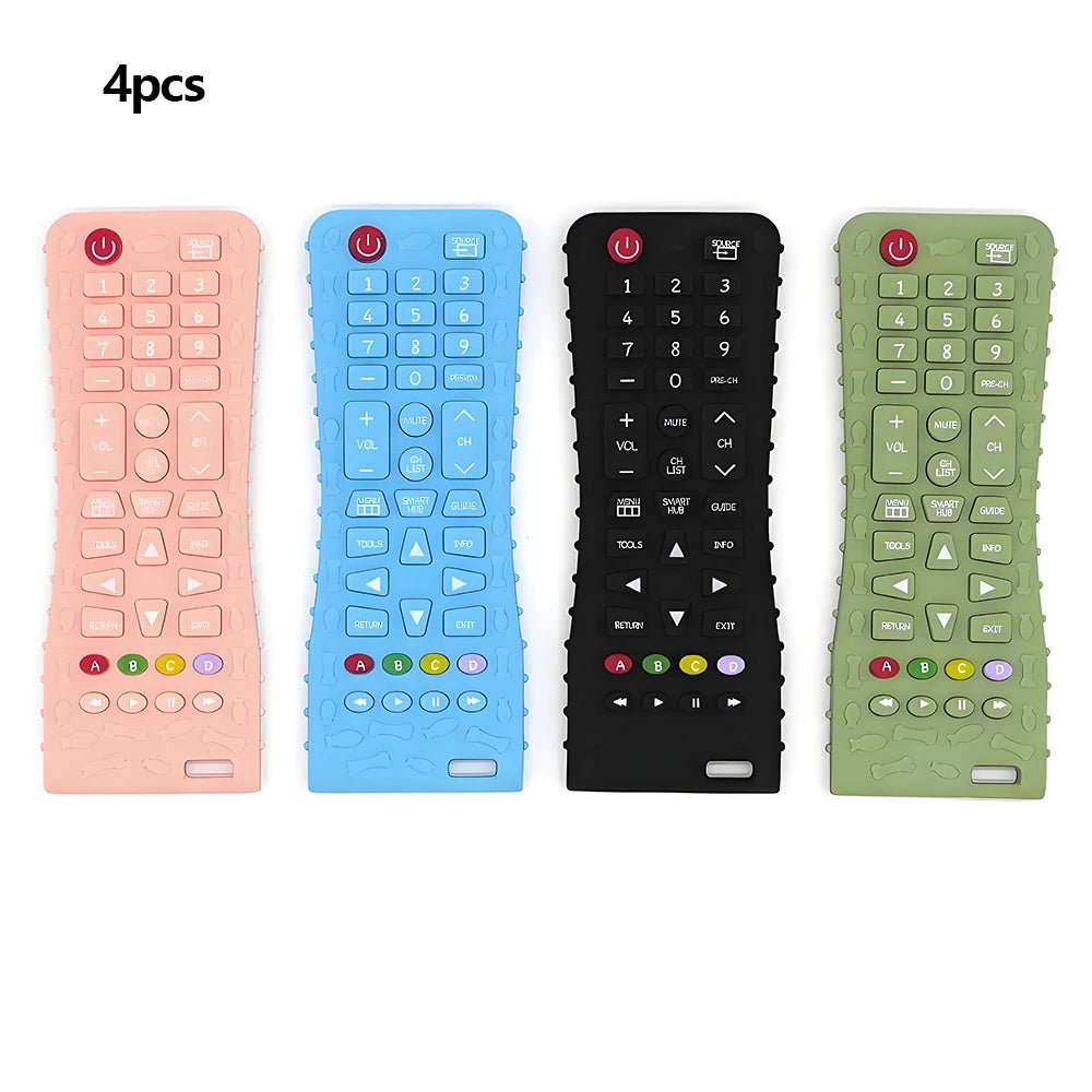 NEW Arrivals 4PCS Set New Baby Teethers Remote Control Modeling Silicone Teething Training Toys Children's Sensory Educational Toys Gift Sets
