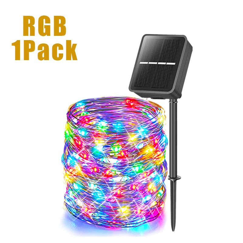 NEW 32M/ 300 LED/ 5PCS Set Outdoor LED Solar Fairy Lights Christmas Decoration Waterproof Solar Garland 8Mode Lights For Xmas Party Patio Balcony Yard Home Lighting Supplies