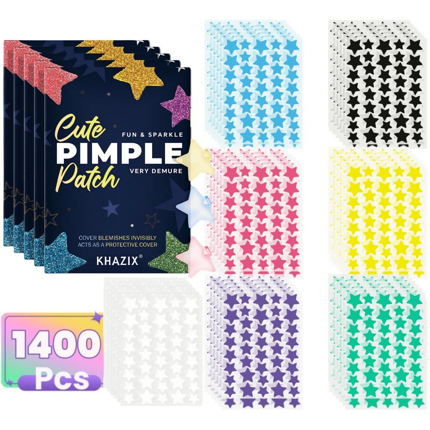 NEW Arrivals 【Hot Selling】 1400 Pieces Set of Multi-Color Star Acne Patches, Facial Ultra-Thin Acne Patches, Concealer Acne Pimples Patches, Female Teenage Skin Care Supplies