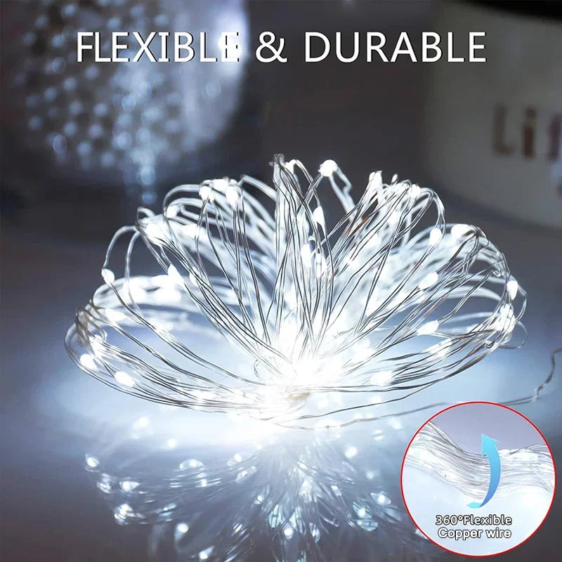 NEW Solar Fairy String Lights Outdoor LED Garden Christmas Decor Garland Light For Xmas Halloween Thanksgiving Wedding