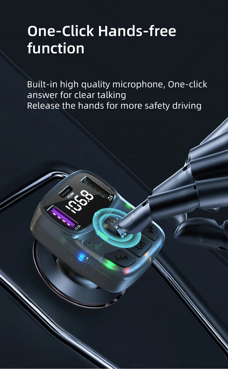 NEW Arrivals Bluetooth 5.3 MP3 Player Automobile Transmitter 30W PD Type C Dual USB Fast Charge Handsfree Car Audio Car Accessories