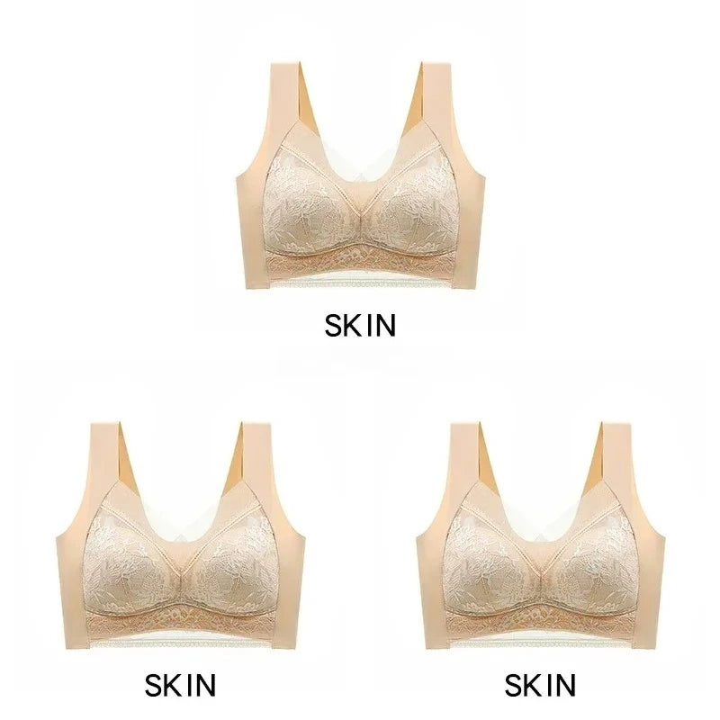 NEW Arrivals 3PCS Set 6 Colors/Patterns L-6XL(115KG) Women's Push Up Bralette Wireless Bras - 5cm Natural Lift, Seamless Lace Plus Size No Underwire Comfort