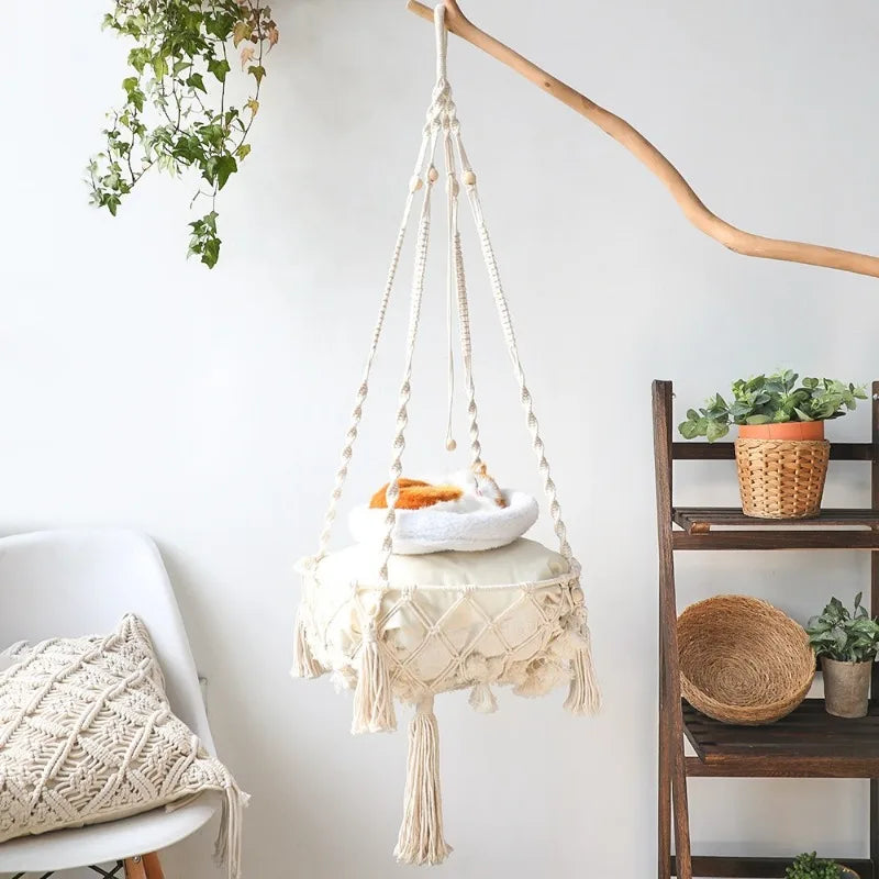 NEW!!!! Pet Hammock Cat Swing Hand Woven Cotton Rope Cats Hanging Basket Kitten Hanging String Den Indoor Pend Nest Pets Supplies