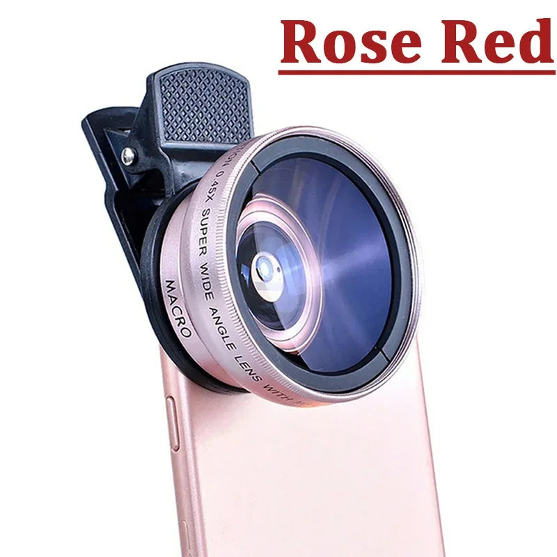 NEW Arrivals 2 IN 1 Lens Camera Universal Clip 37mm Professional 0.45x 49uv Super Wide-Angle Macro Lens For iPhone 15 12 Samsung Huawei Xiaomi