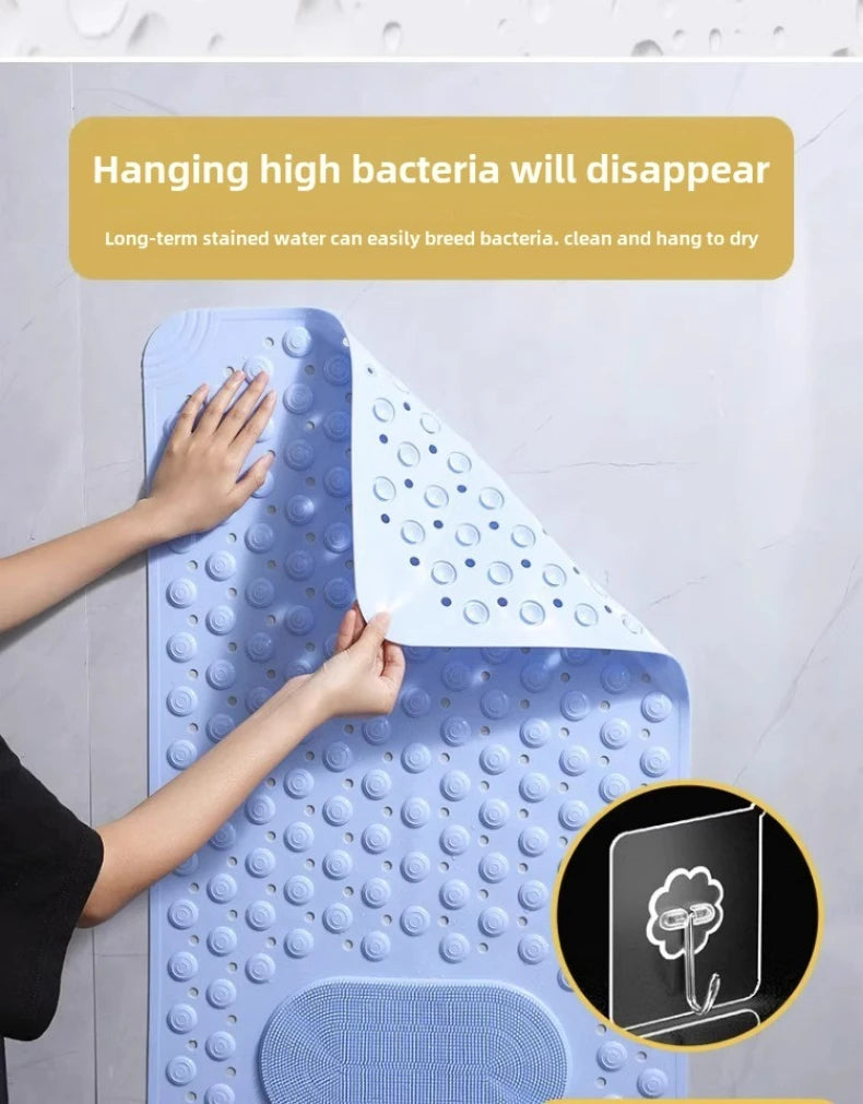 NEW Arrivals 5 Colors 60x90CM Bathroom Non-Slip Mat Solid Color Massage Mat Home Anti-Slip Suction Cup Carpet Waterproof Dirt-Resistant Toilet Hotel Floor Mat