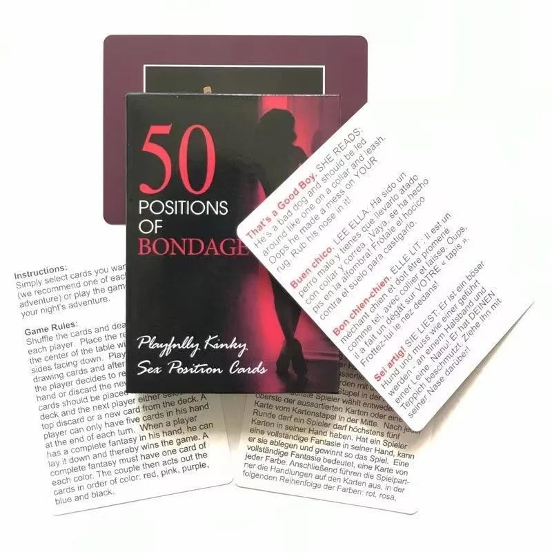 50 positions of bondage Bedroom Commands Adult Fun Sex Love Cards, Naughty Gifts, Valentine's game, Halloween gift