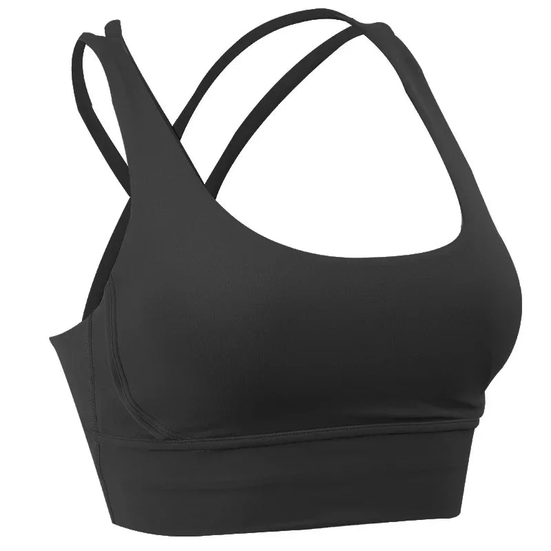 14 Colors S-XL New Push Up Sports Bra Yoga Vest Cross Back Fitness Sexy Padded Top Gym Shock Absorbing Running Breathable Crop Top Sportswear